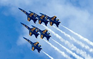 Blue Angels flying in formation.